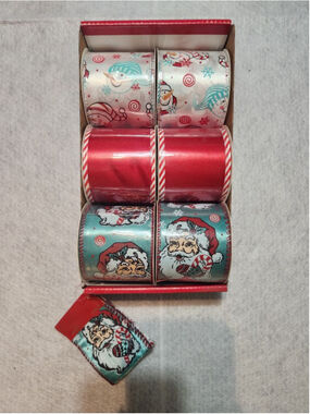 Lot of 6 Rolls Christmas Decorative Ribbon,2.5inX9ft, Holiday Decor, Crafts NEW